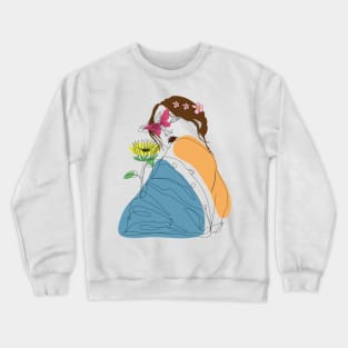 Girl With Colorful Flowers And Butterfly |  Positivity Crewneck Sweatshirt